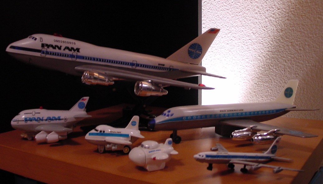 Through the years various manufacturers produced toy models for children.  Seen here are a combination of Boeing 747models and one DC 8.